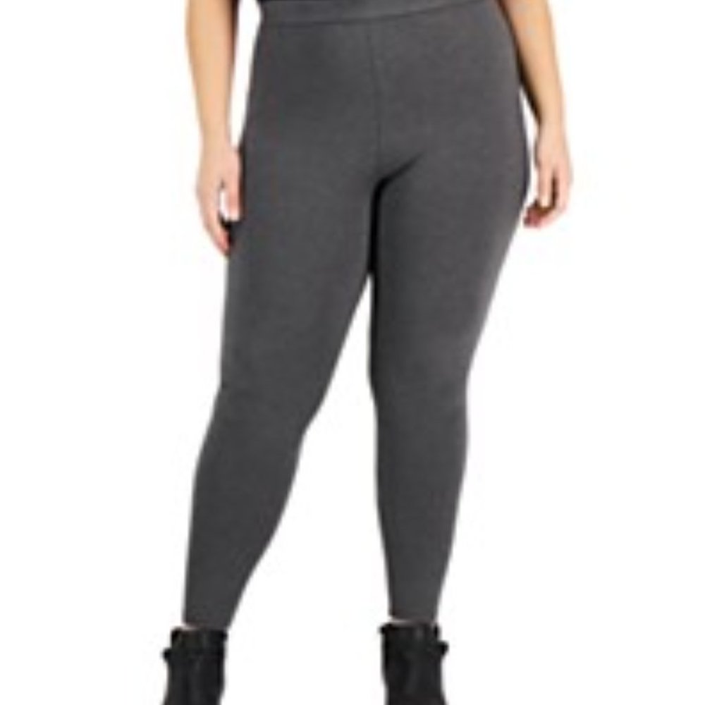 (NWT) Macy's Style & Co PLUS Mid Rise Basic Leggings Charcoal Heather 2x